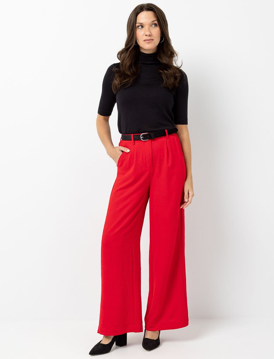 Pantalon à jambe large à taille élastique Pantalon à jambe large à taille élastique