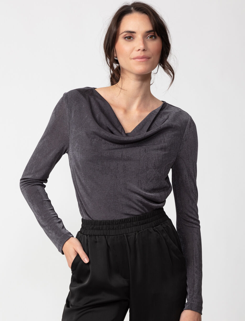 T-shirt à col drapé