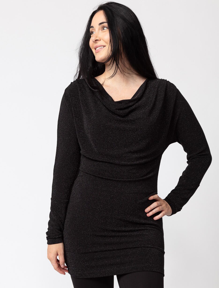 Tunique scintillante à col drapé