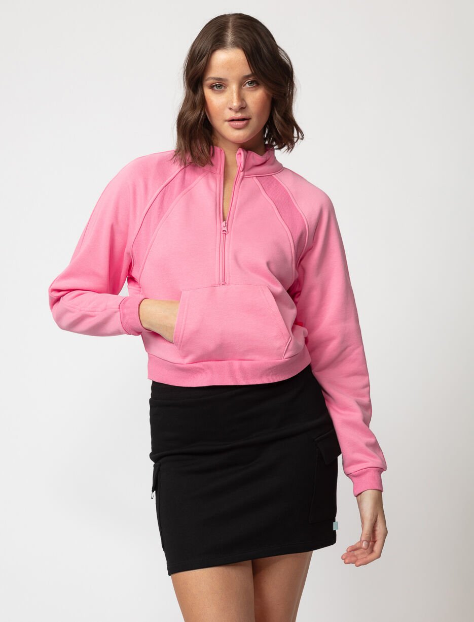 Chandail court à col zippé