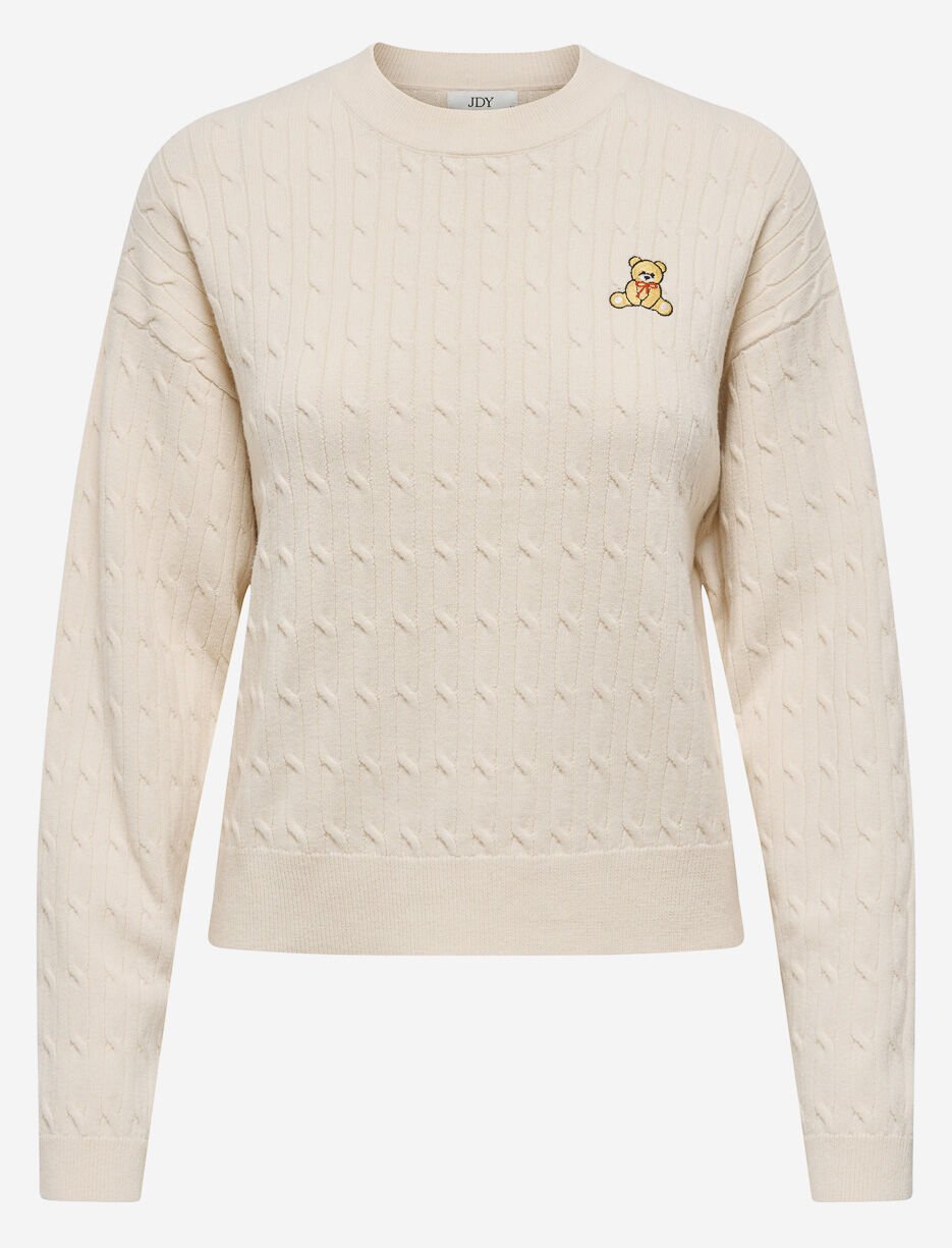 Chandail en tricot torsadé avec ourson brodé