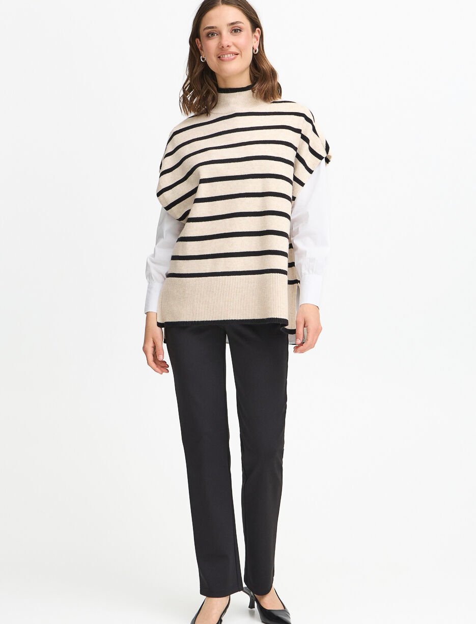 Chandail sans manches rayé à col montant