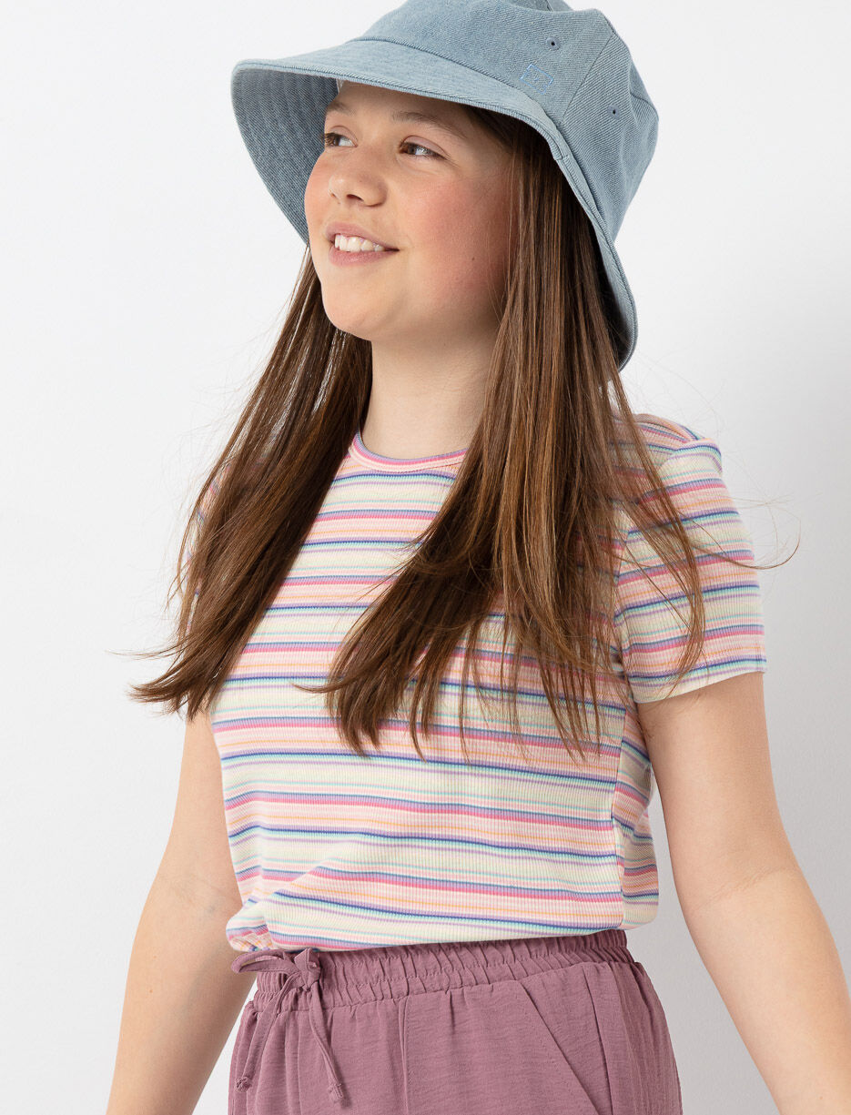 Ribbed Striped T-shirt - Teen Girl