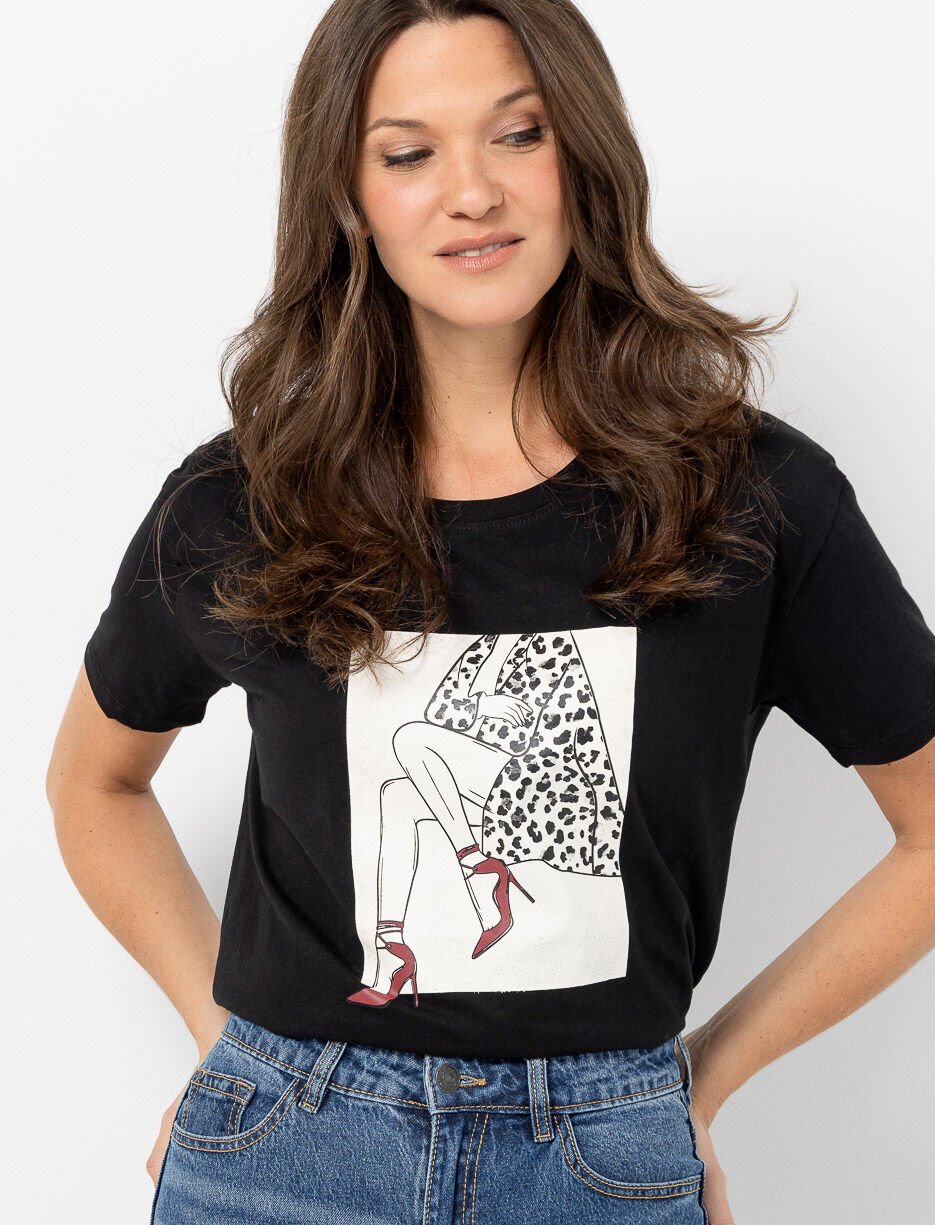 T-shirt imprimé à col rond