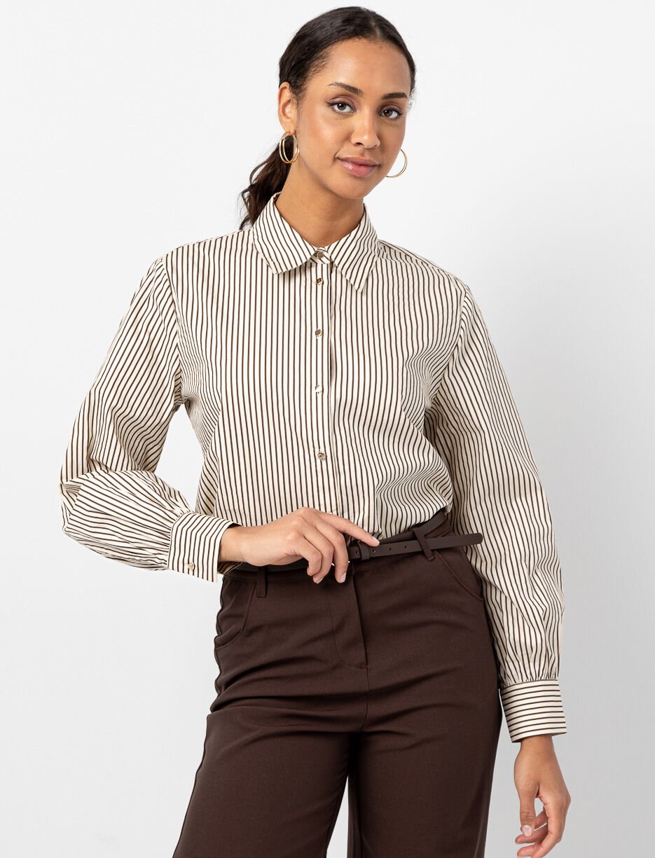 Chemise en popeline à rayures