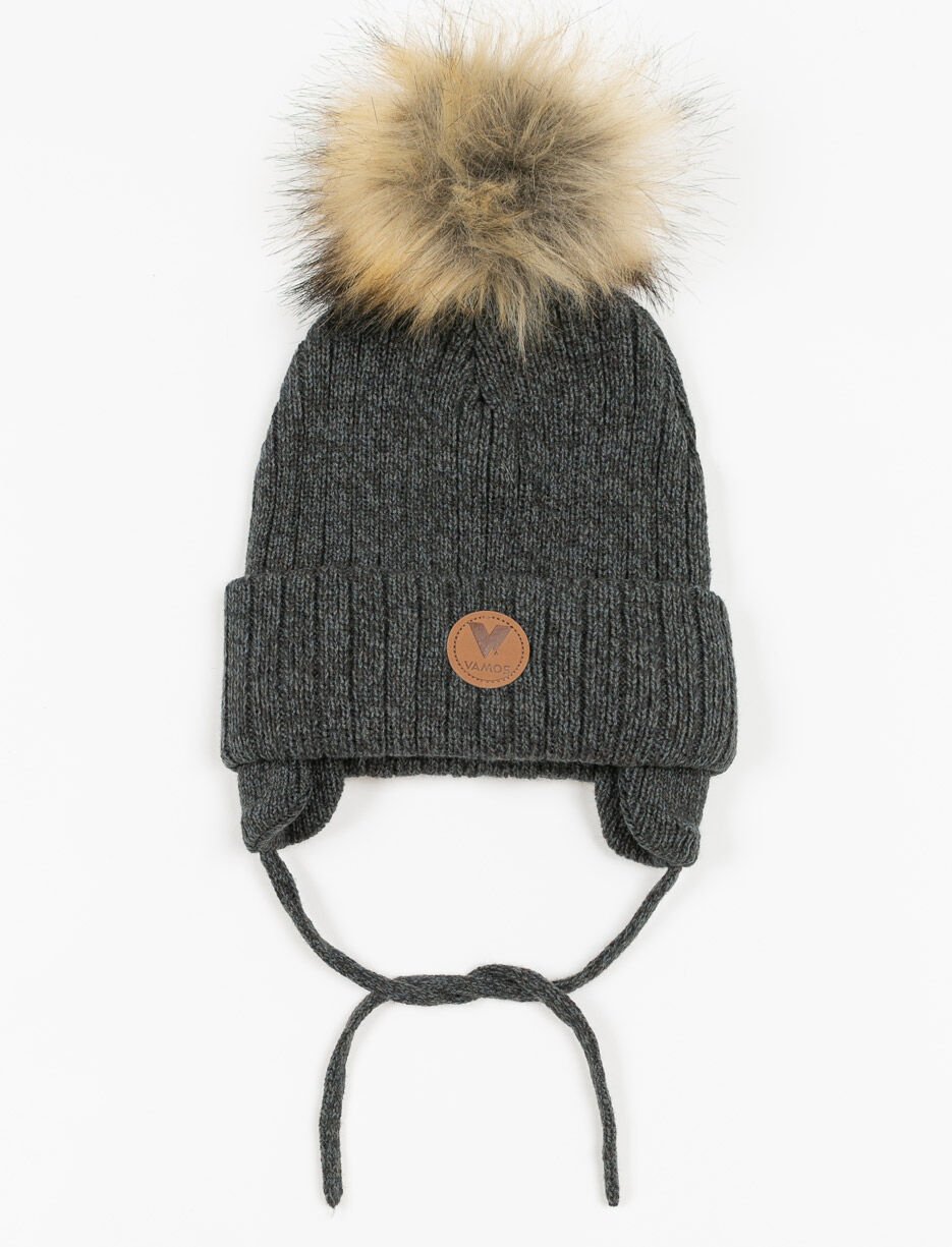 Pompom Beanie with Ear Flaps - Children