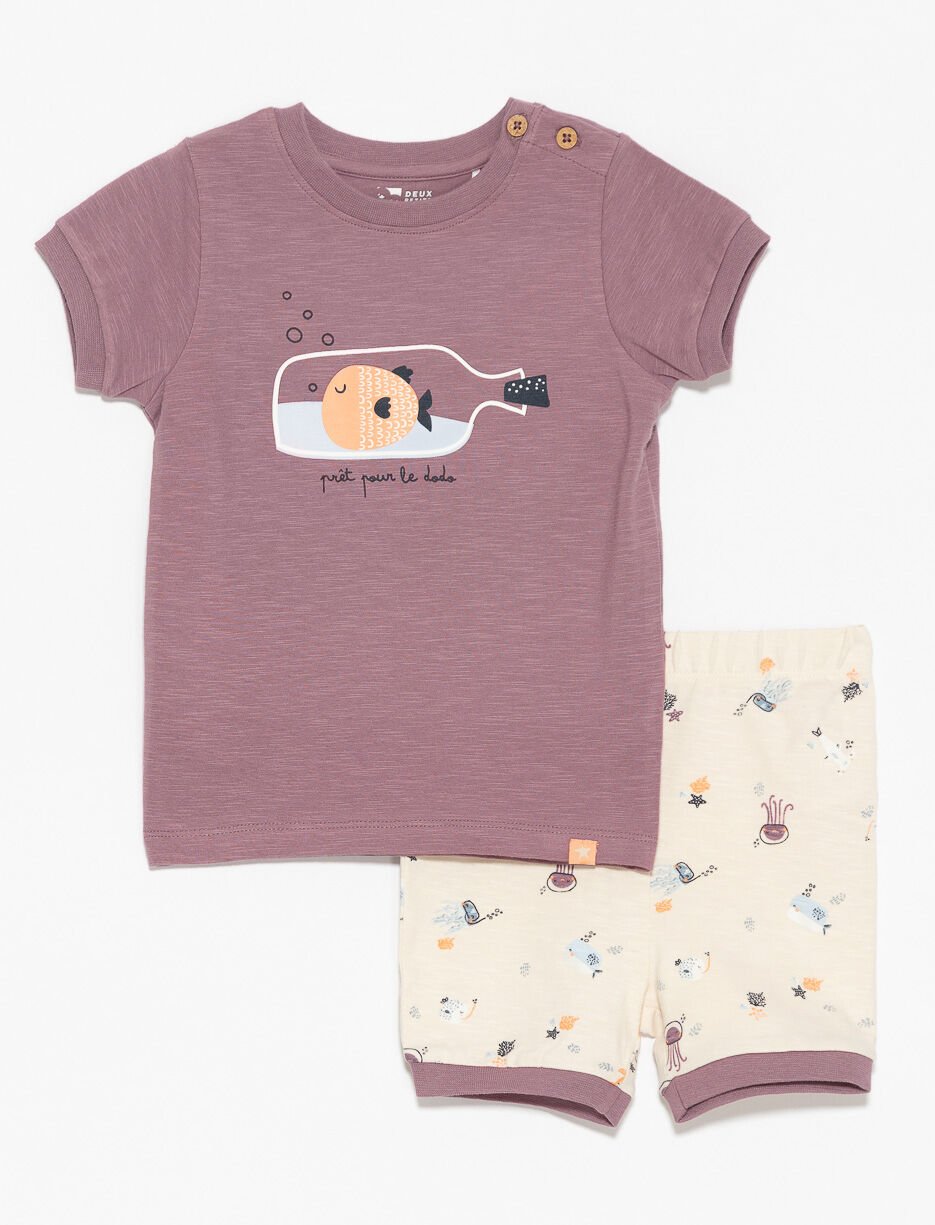 Pyjama 2 pi&egrave;ces imprim&eacute; en coton bio