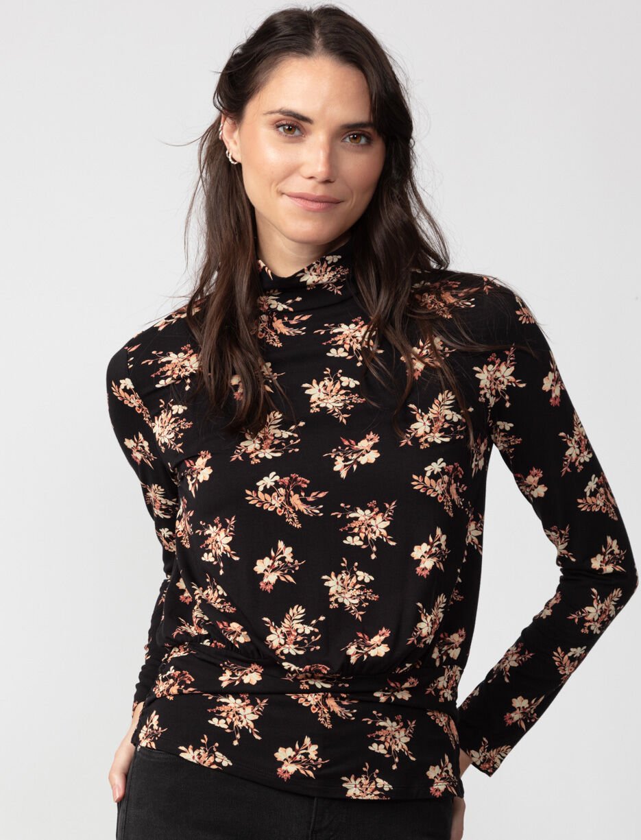 Printed Mock-neck T-shirt