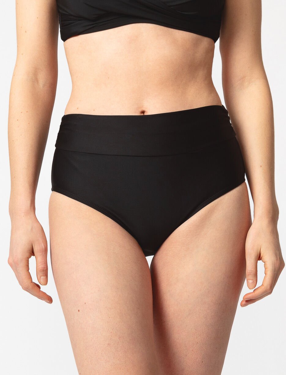 Bas de bikini taille haute froncé