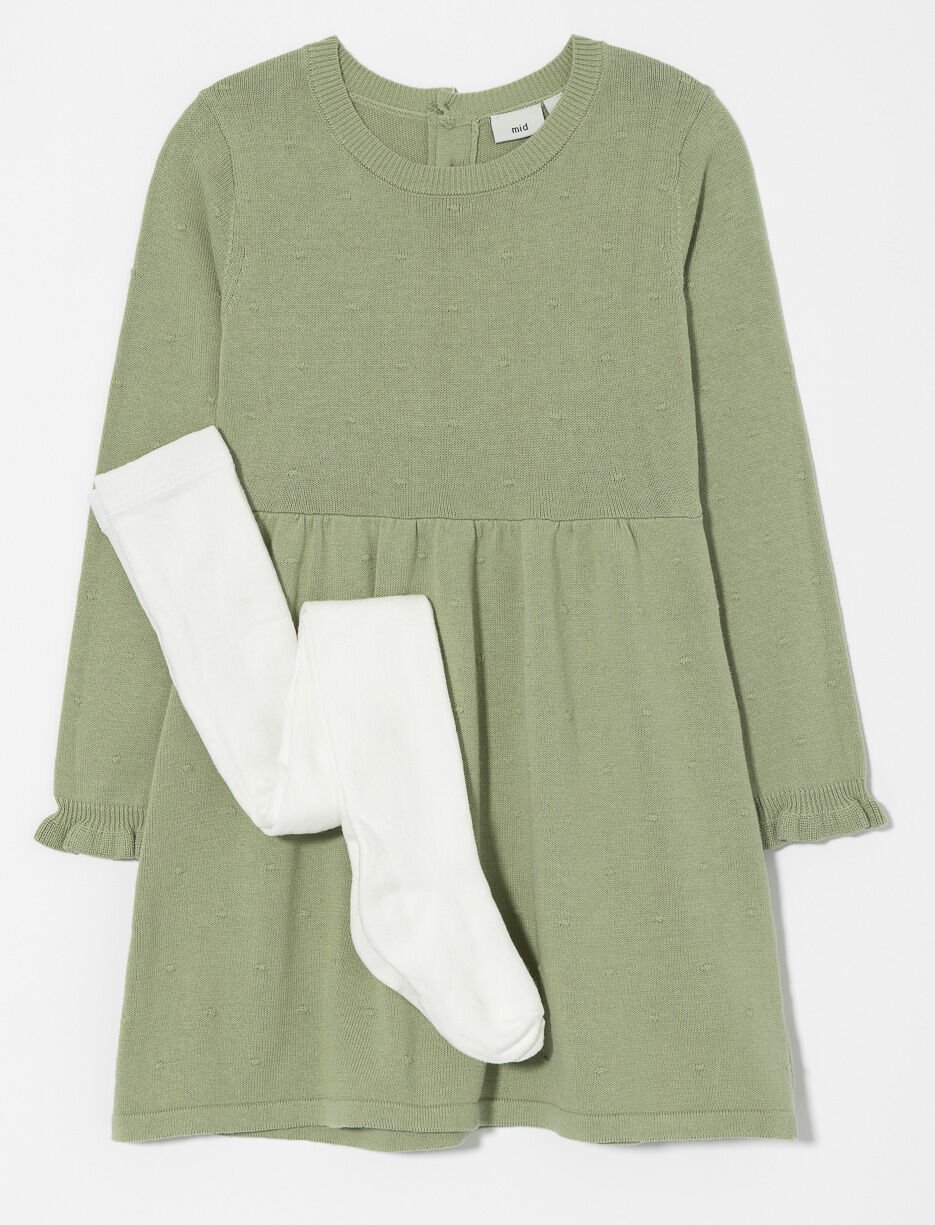 Robe en tricot texturé avec collants - petite fille Robe en tricot texturé avec collants - petite fille