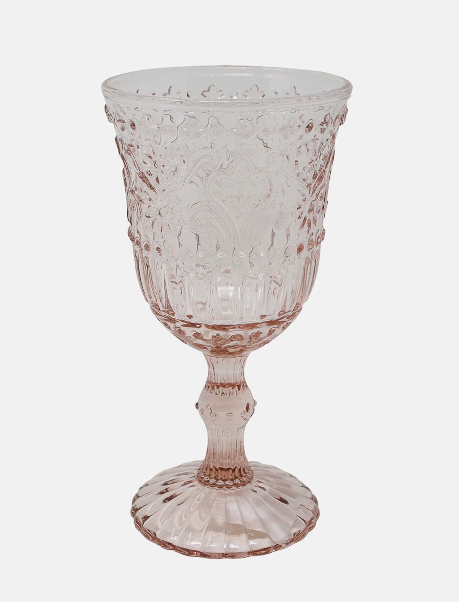 Verre sur pied texturé rose