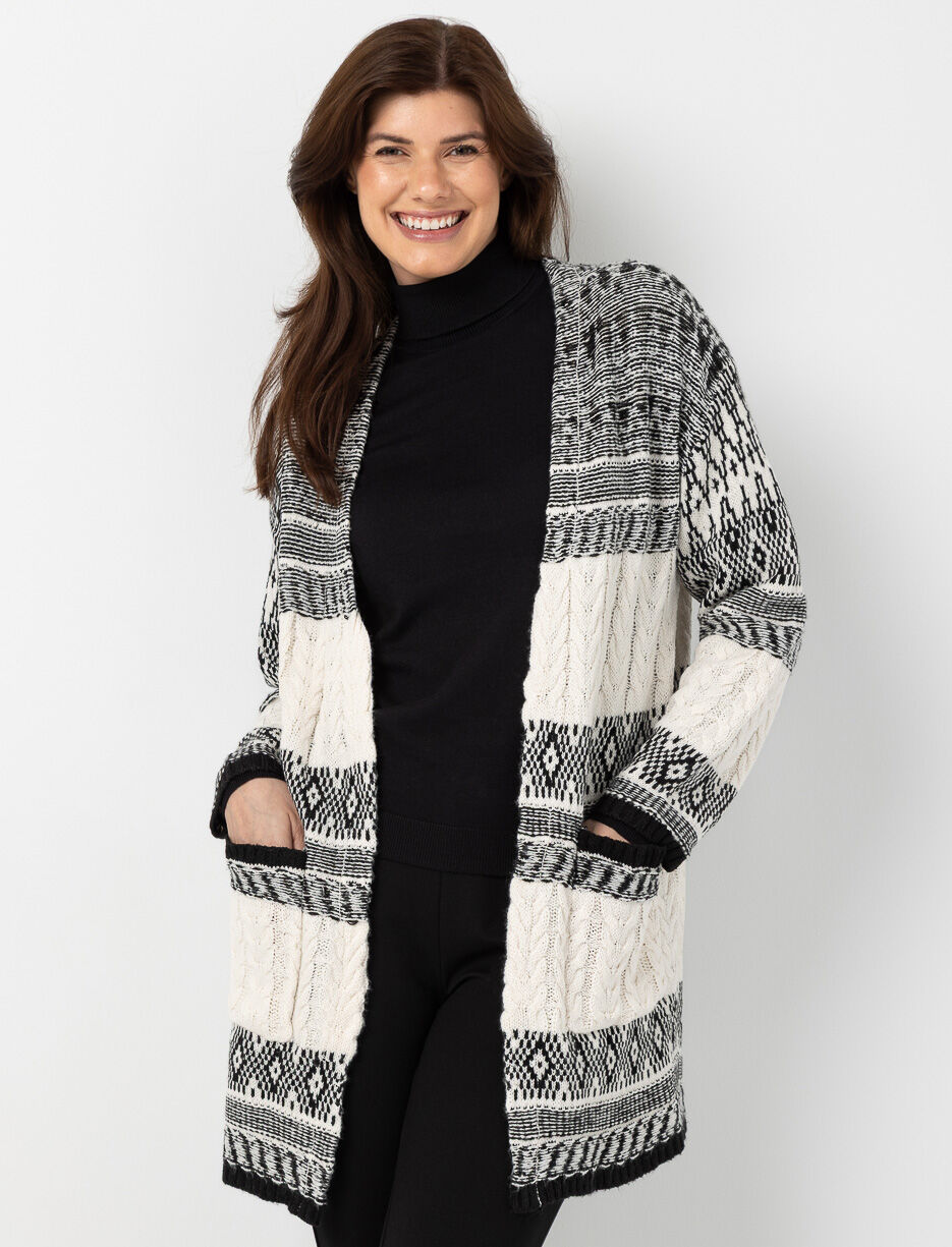 Cardigan ouvert à motif aztèque