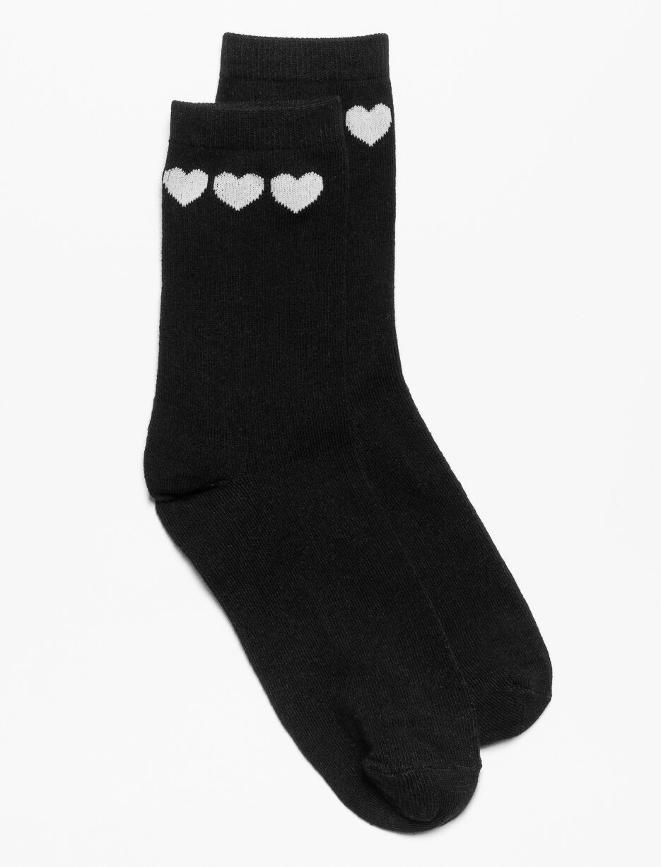 Chaussettes mi-mollet à imprimé coeurs