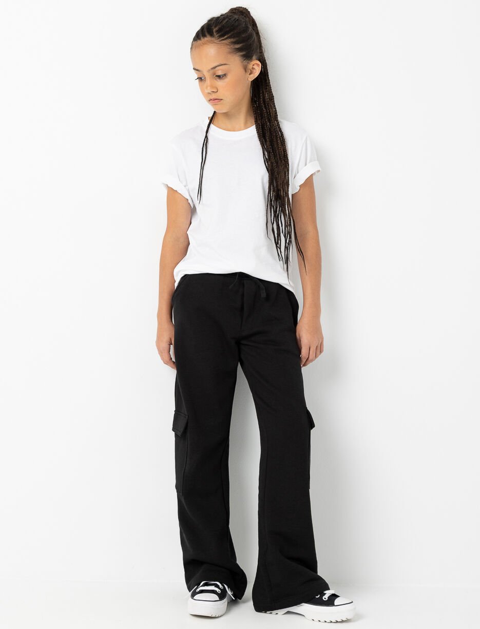Fleece Wide-leg Cargo Pants