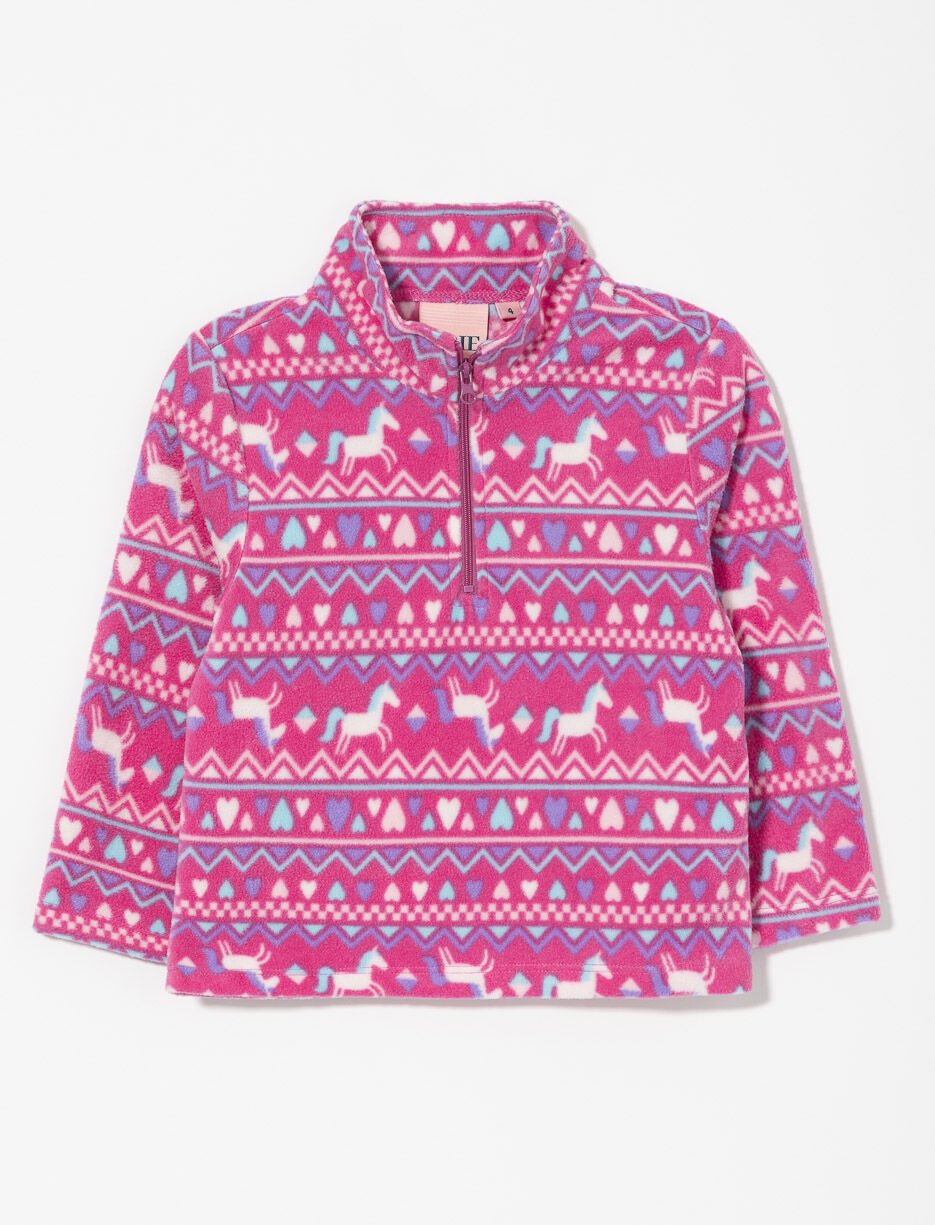 Unicorn Print Half-Zip Pullover