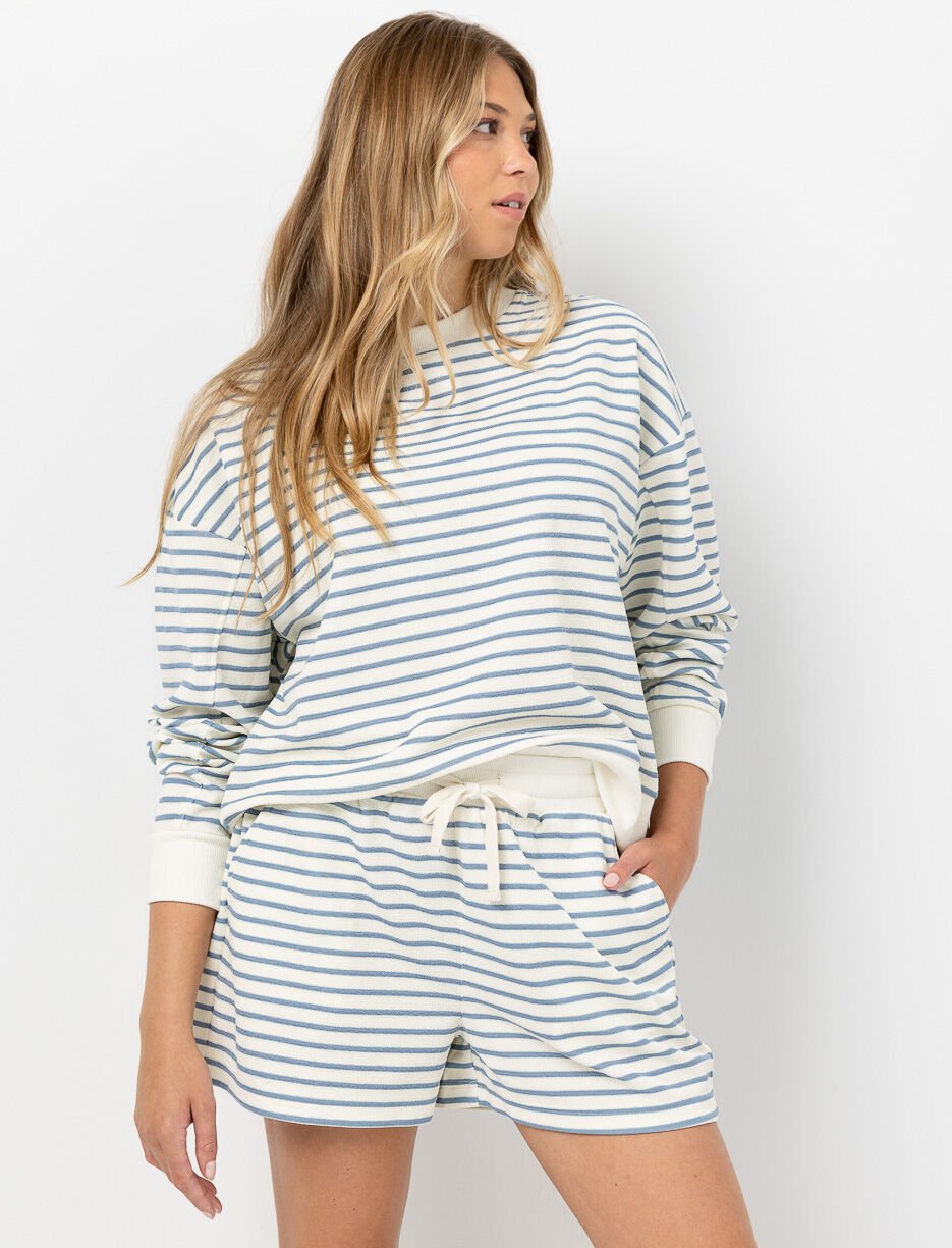 Short à rayures à taille élastique