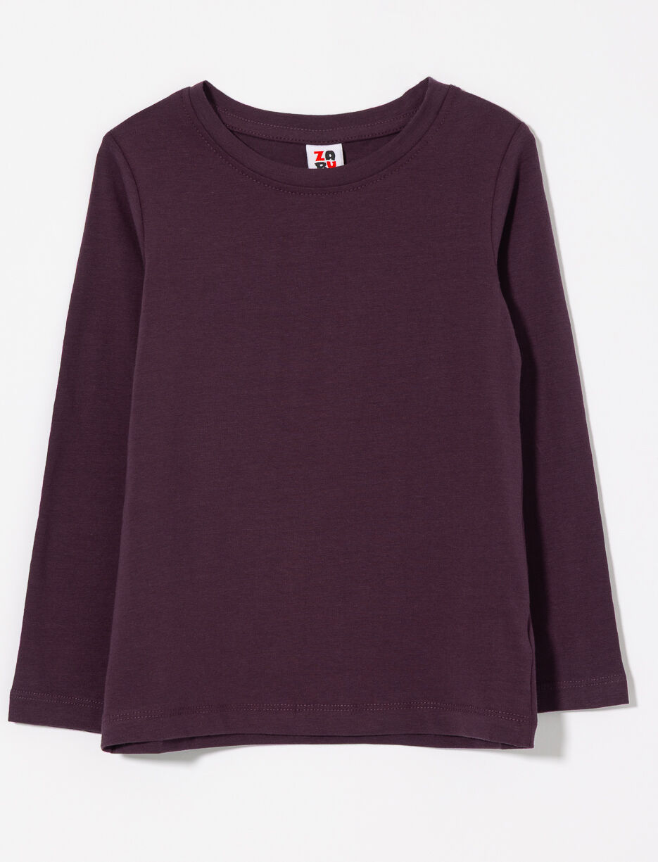 T-shirt uni à manches longues - petite fille