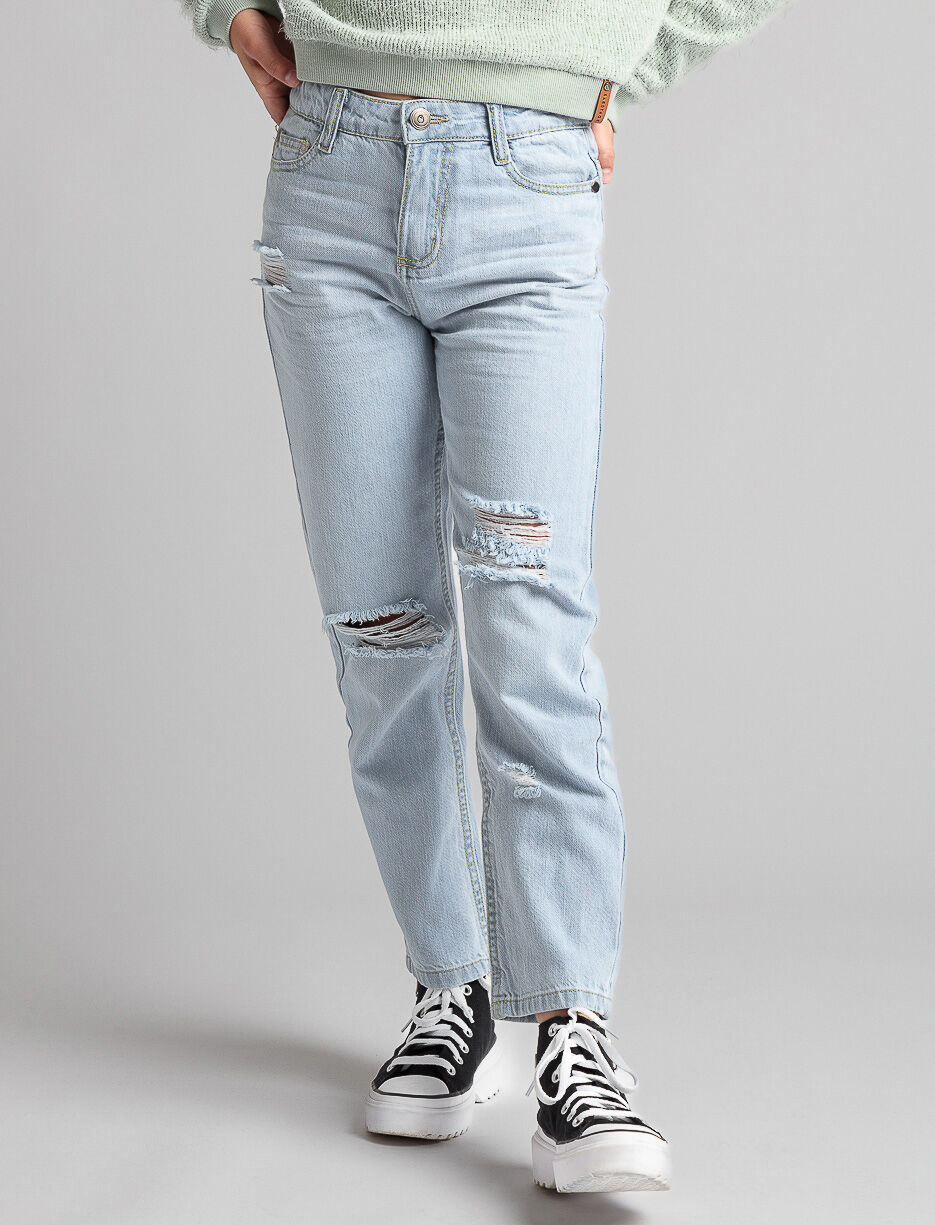 Jean Mom à taille haute déchiré