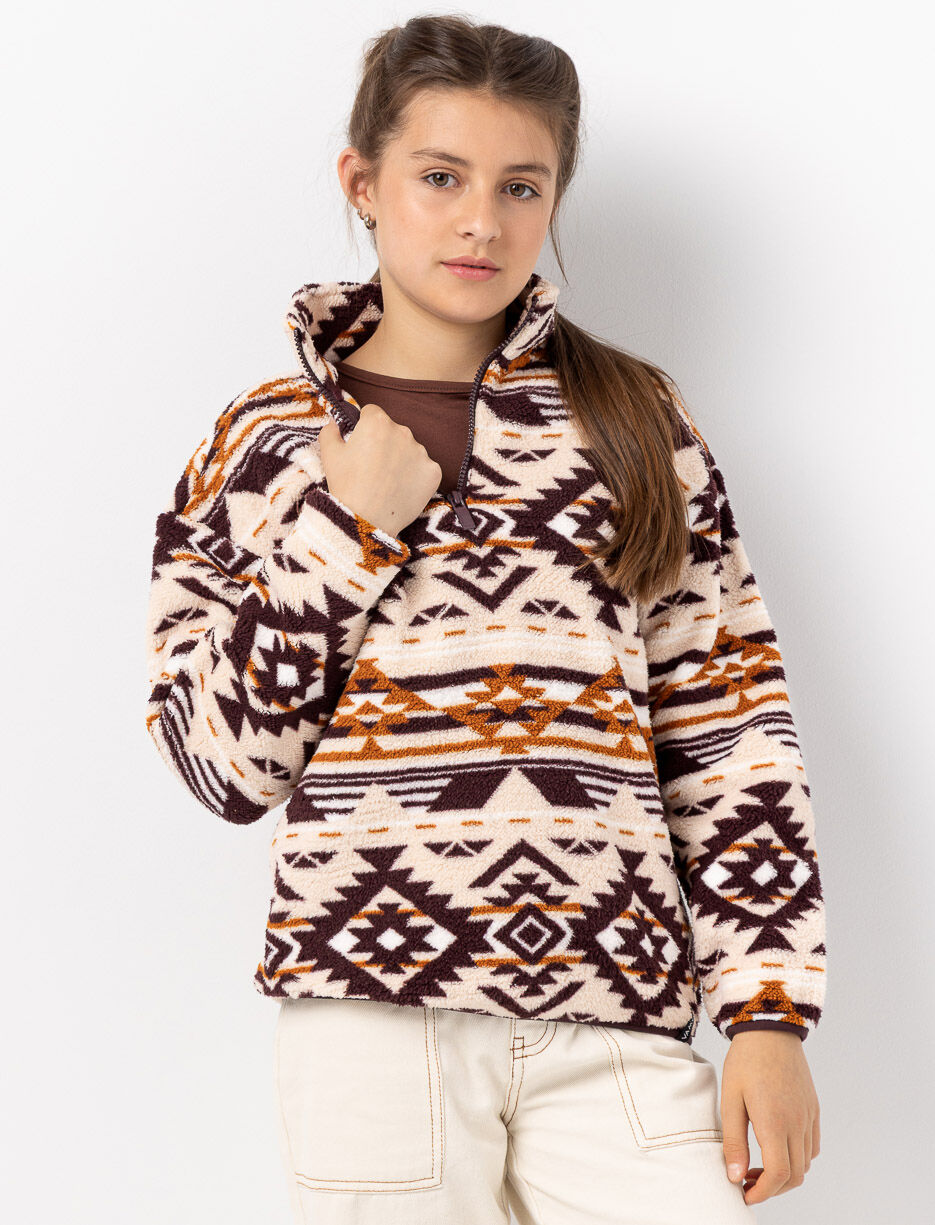 Chandail demi-zip en sherpa à motif aztèque