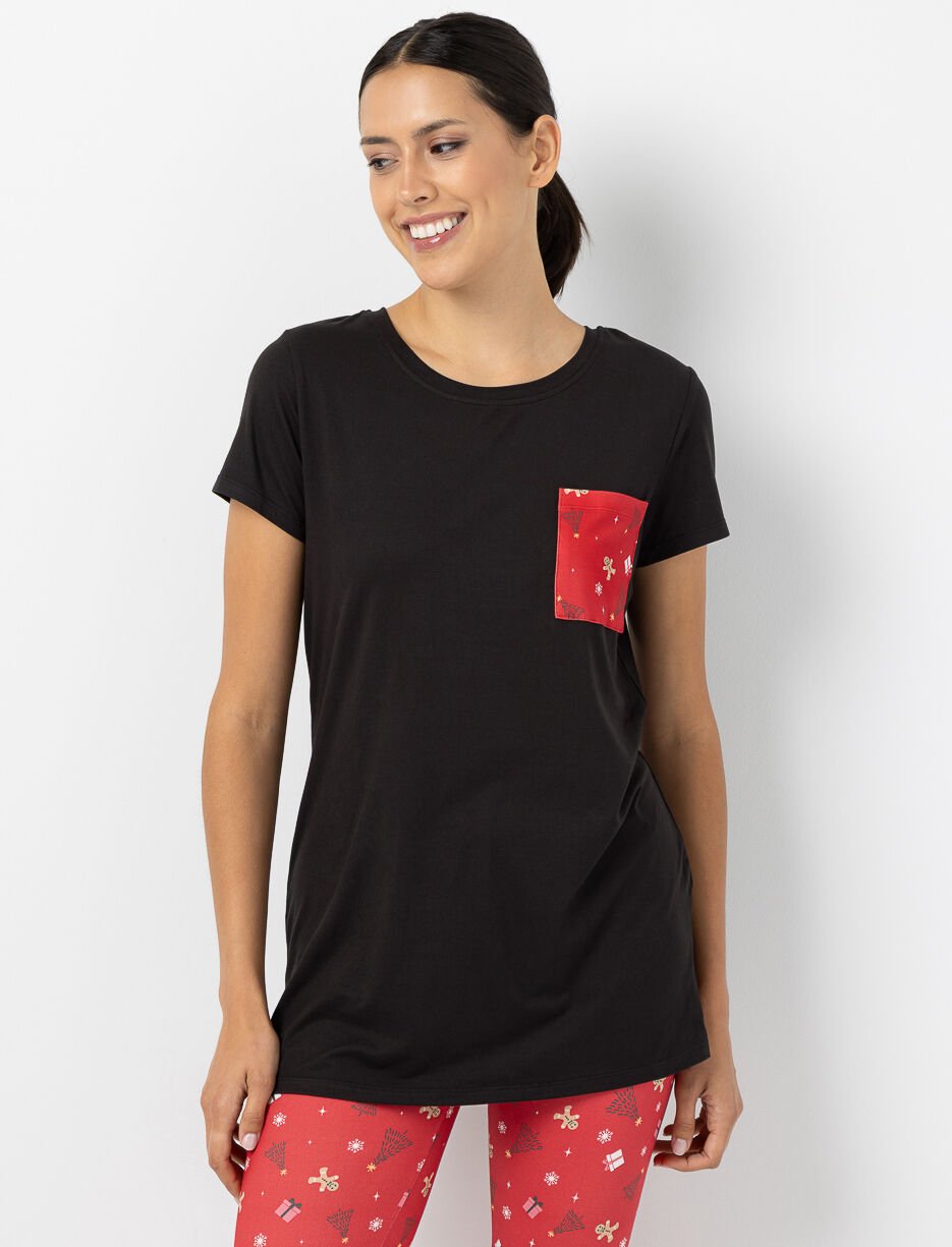 Tunique à poche imprimée Noël
