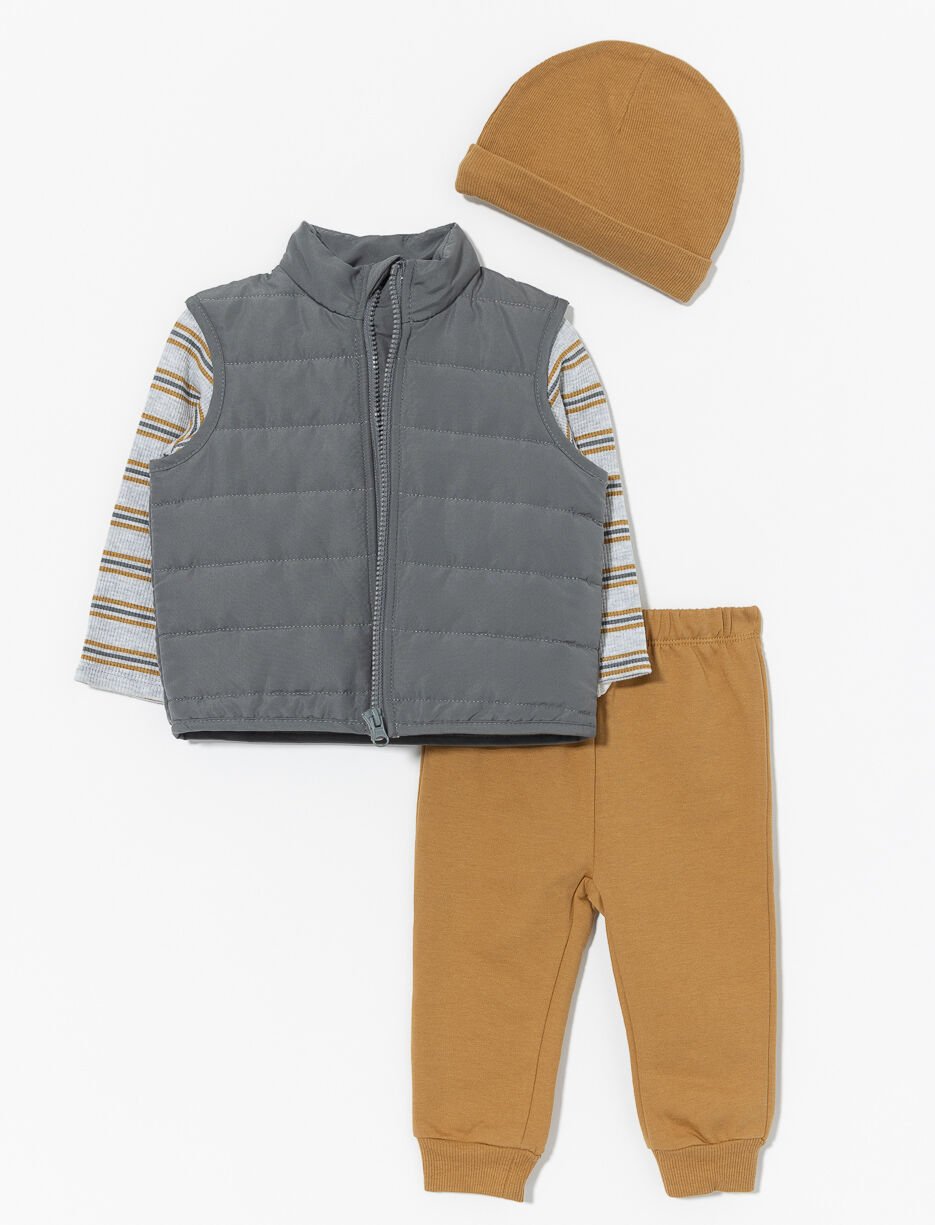 Ens. 3 pièces t-shirt et veste sans manches matelassée