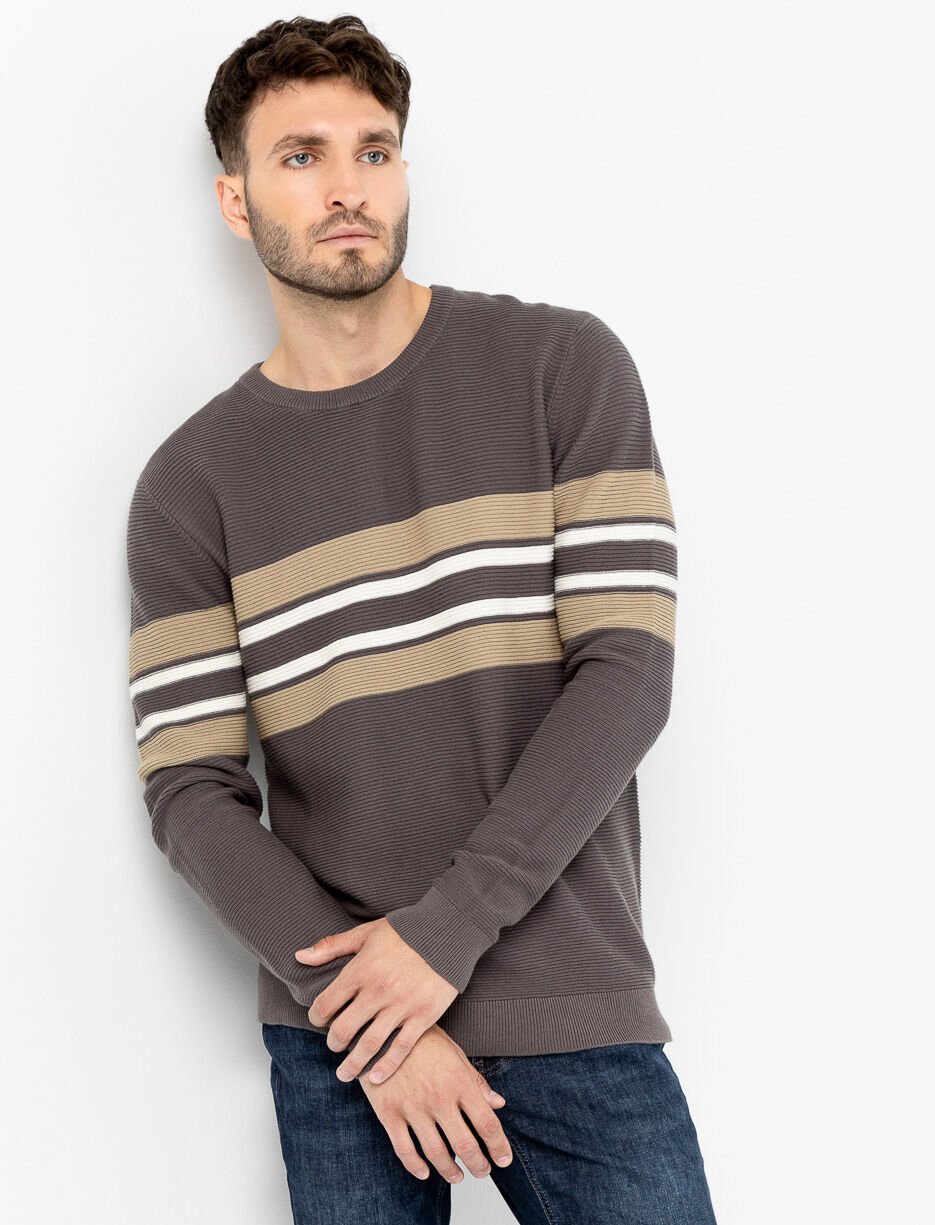 Chandail en tricot à rayures blocs de couleurs