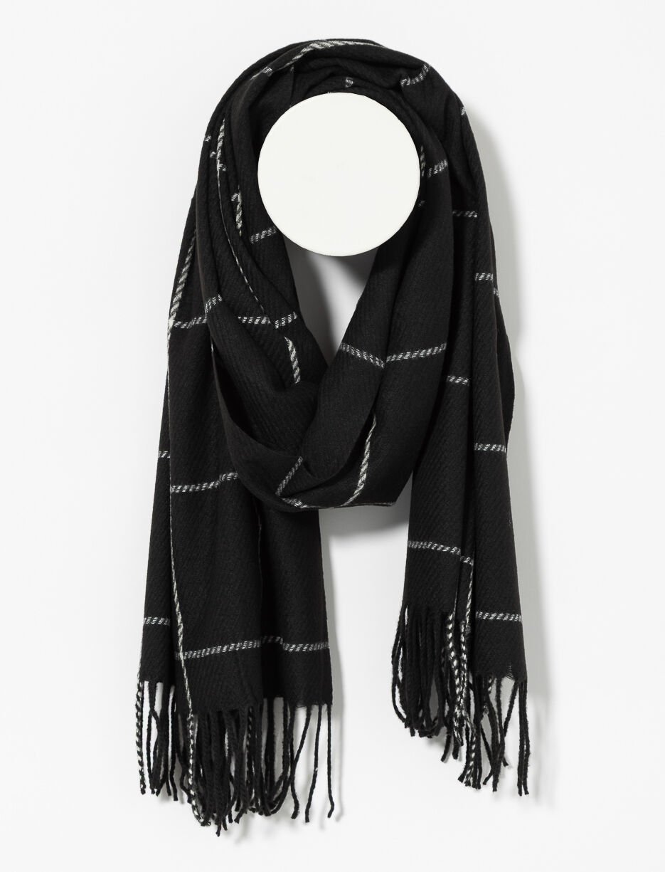 Foulard à carreaux avec franges