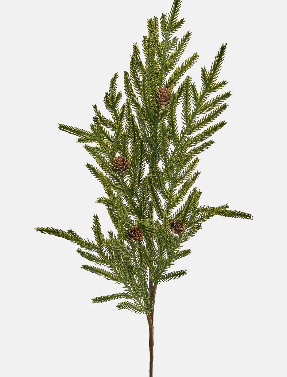 Branche de pin artificielle avec cocottes Branche de pin artificielle avec cocottes