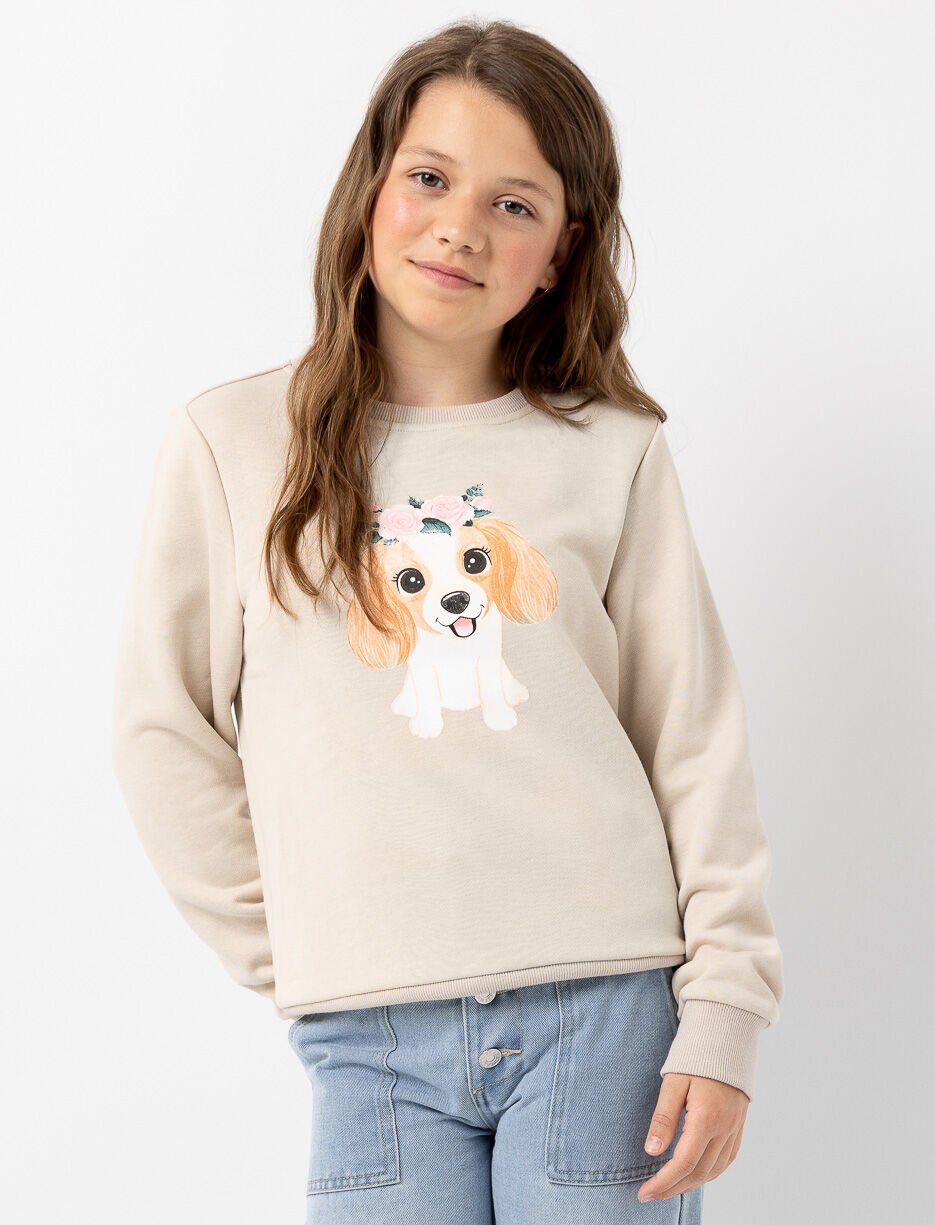 Chandail ouaté imprimé chien - ado fille