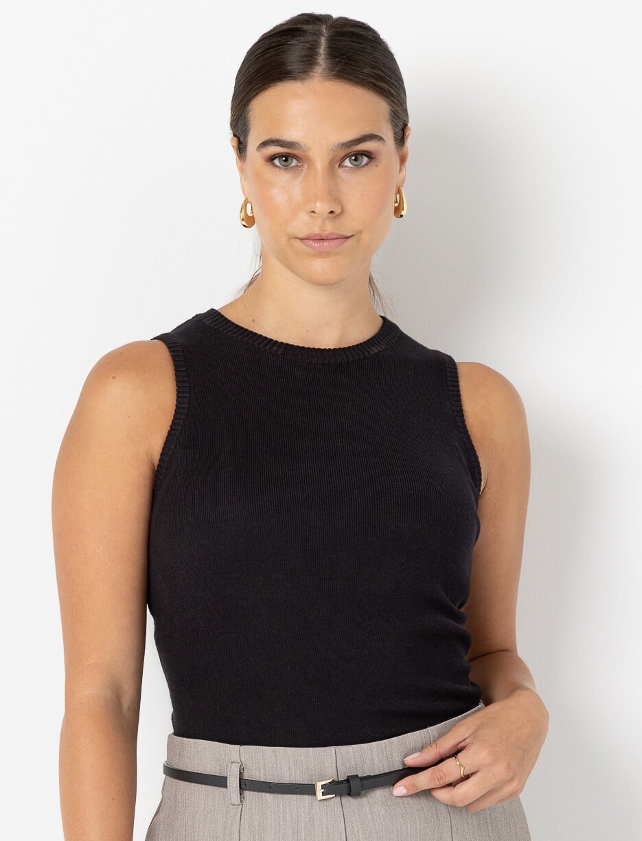 Sleeveless Ribbed Tank Top