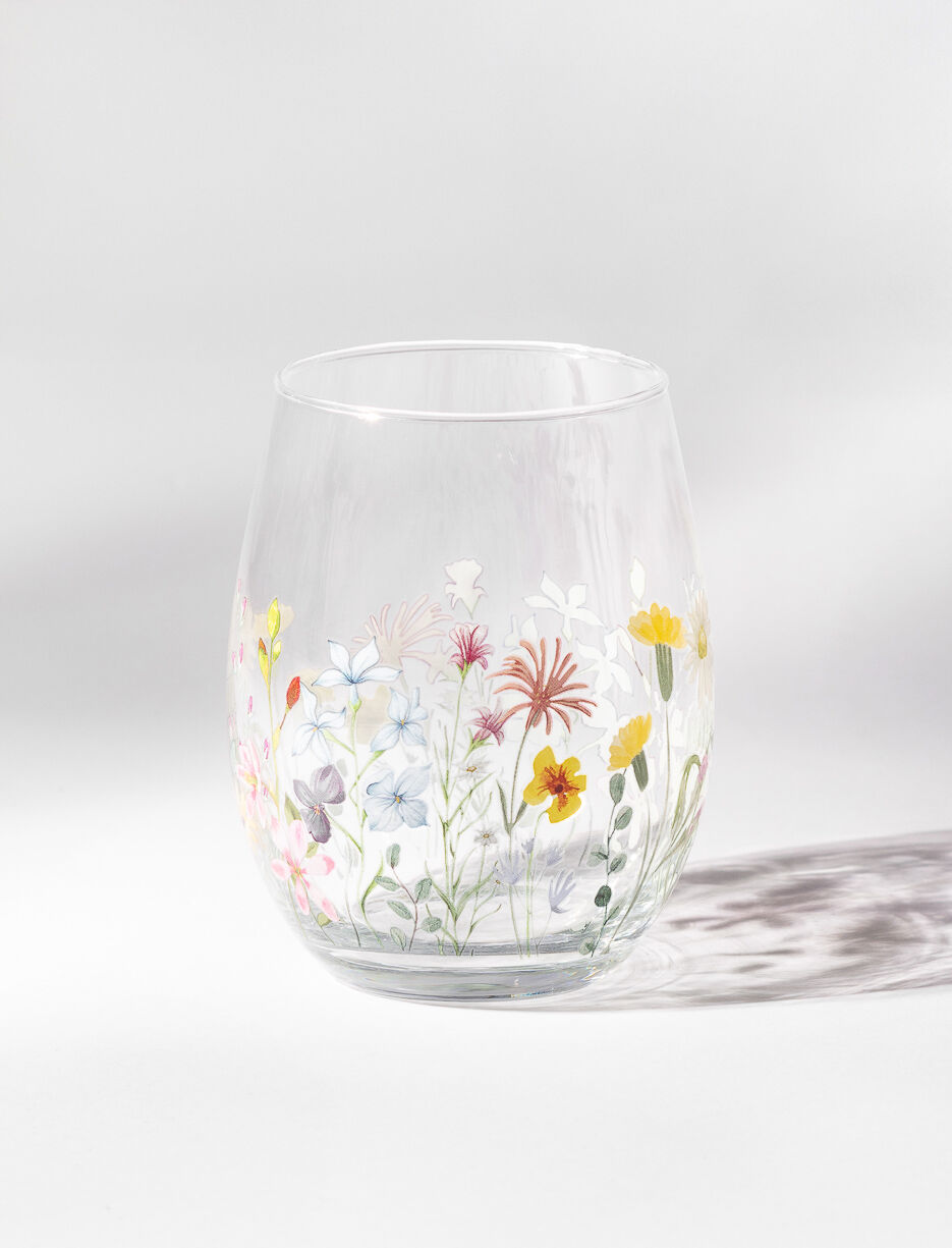 Verre &agrave; vin sans pied fleuri