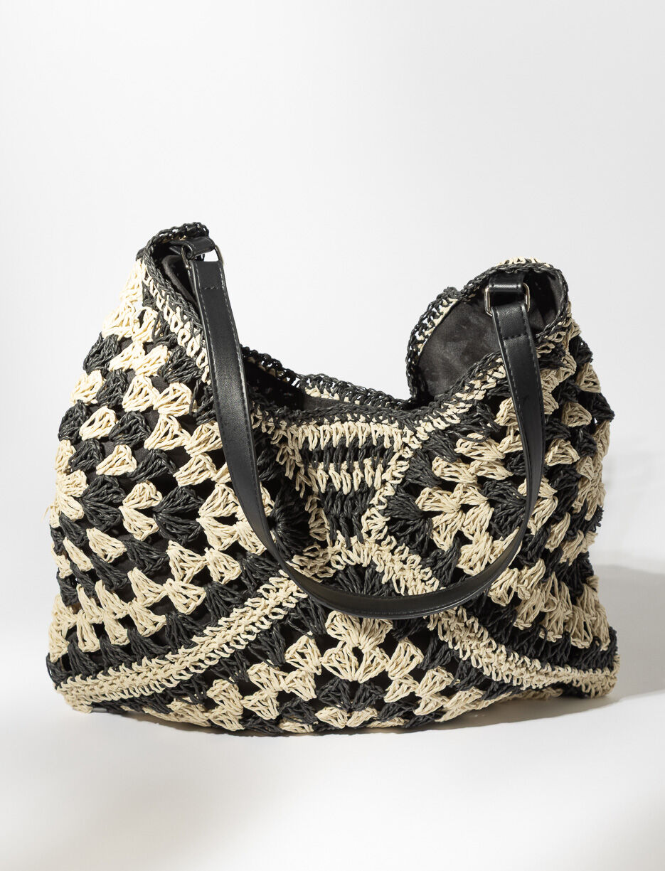 Sac fourre-tout en paille à motif