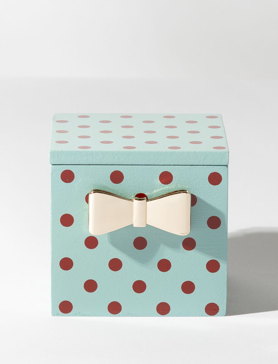 Boîte à bijoux en bois à pois