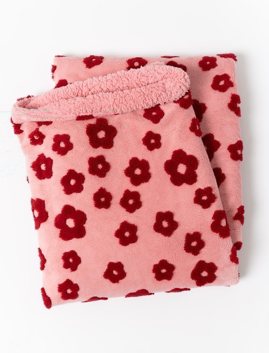 Jeté jacquard sherpa à motif fleuri