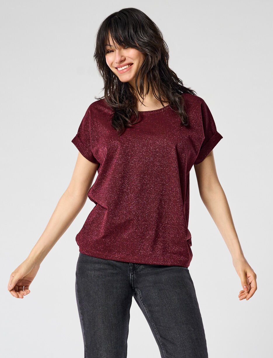 T-shirt scintillant à manches dolman