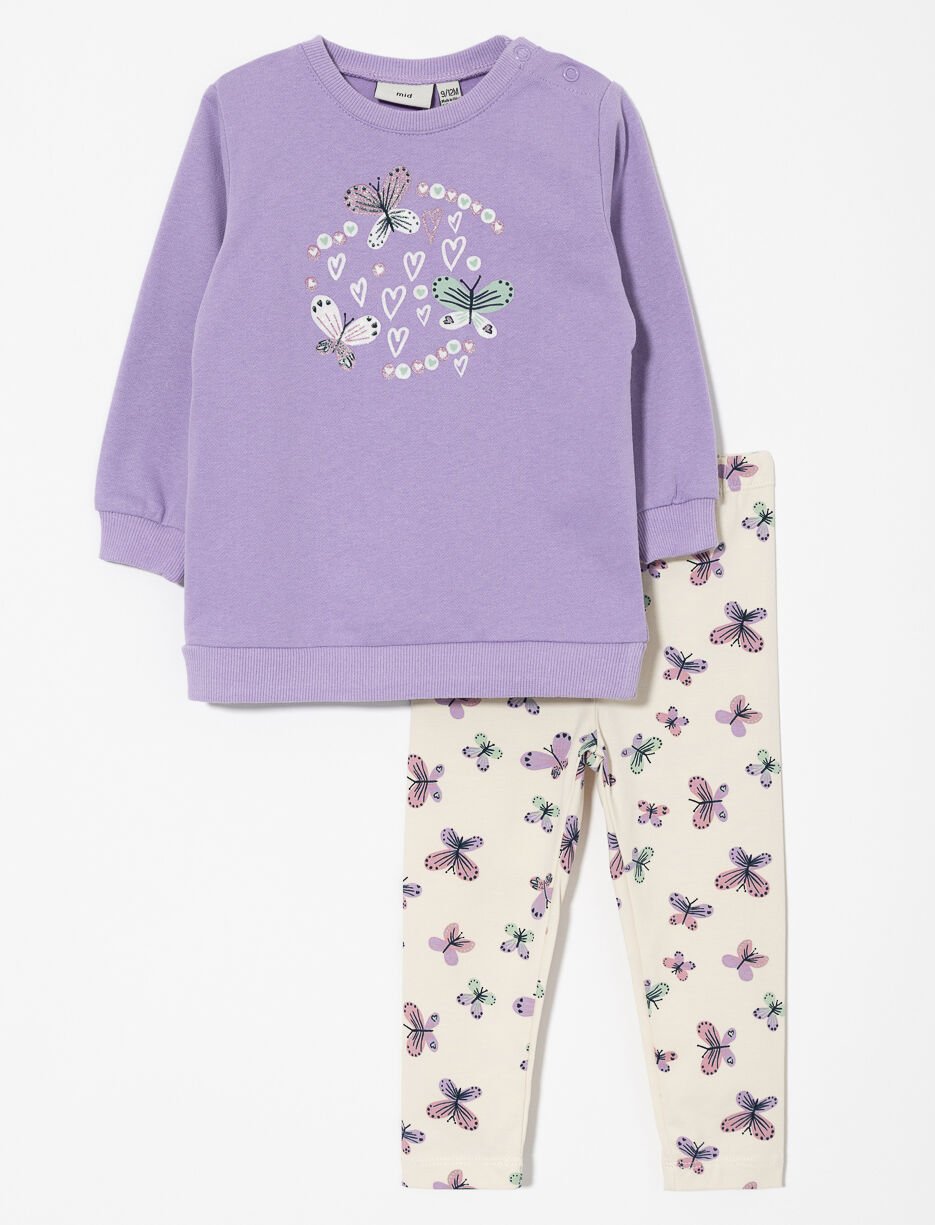Ens. 2 pièces à imprimé papillons - bébé fille