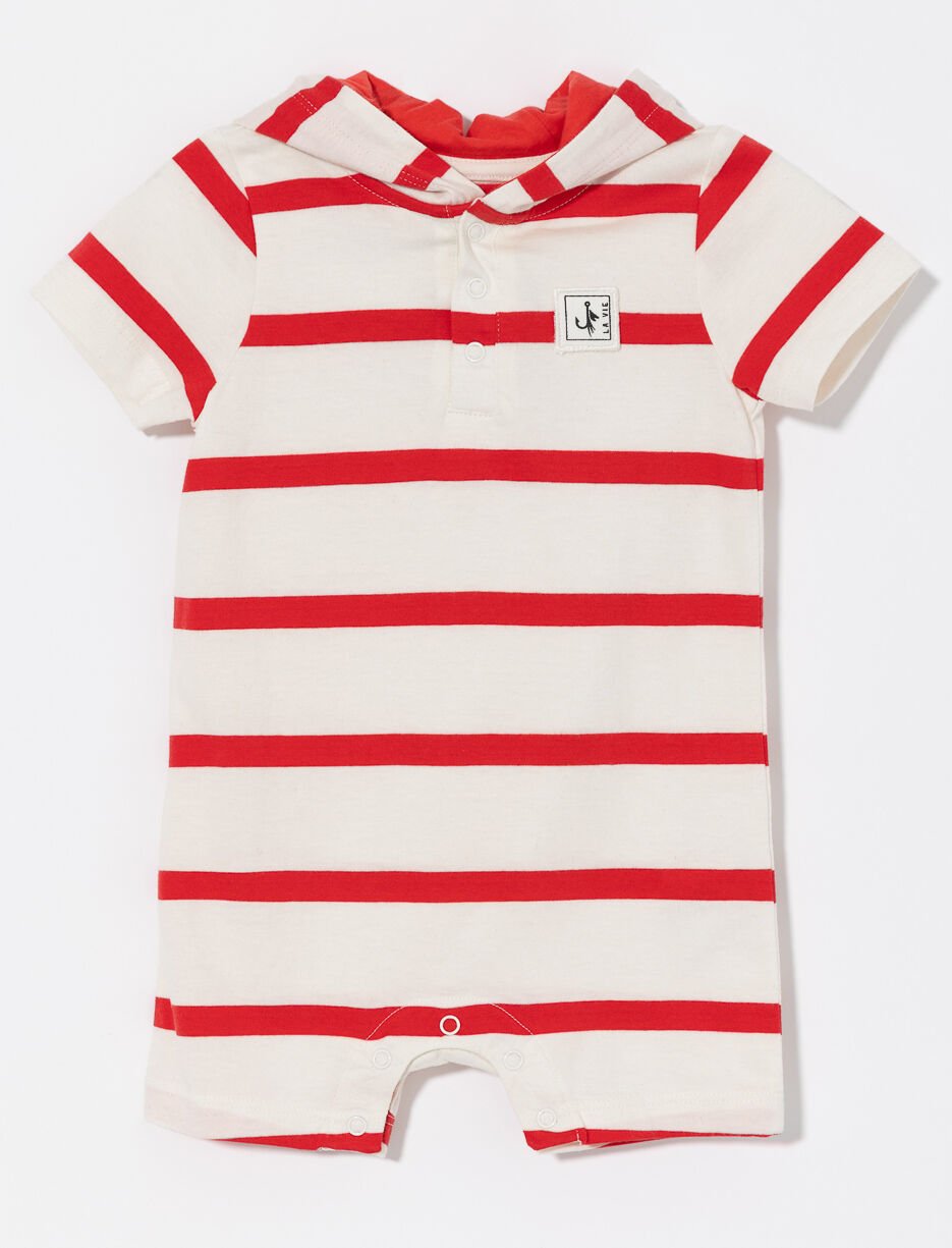 Barboteuse en coton bio à rayures