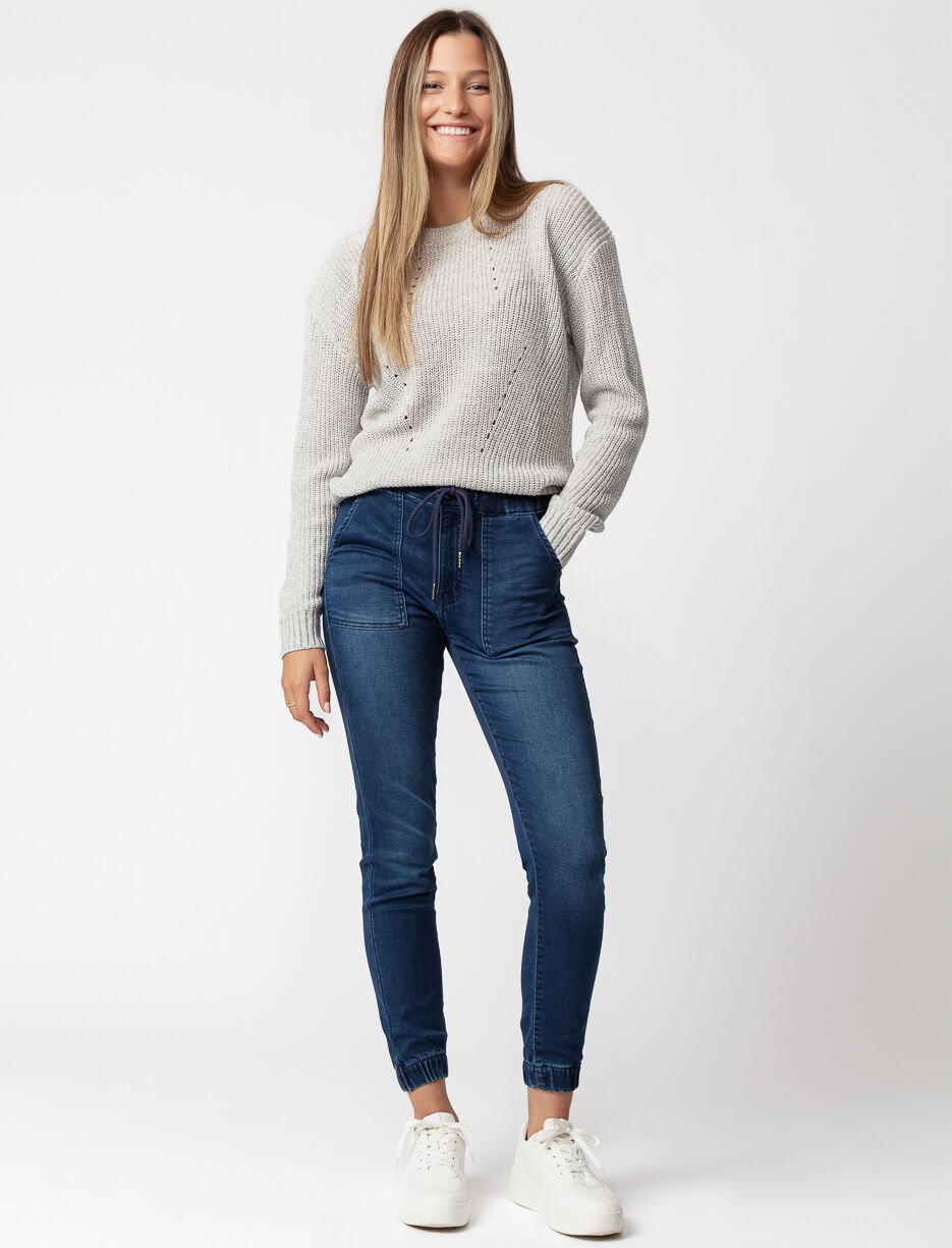 Jogger en denim extensible