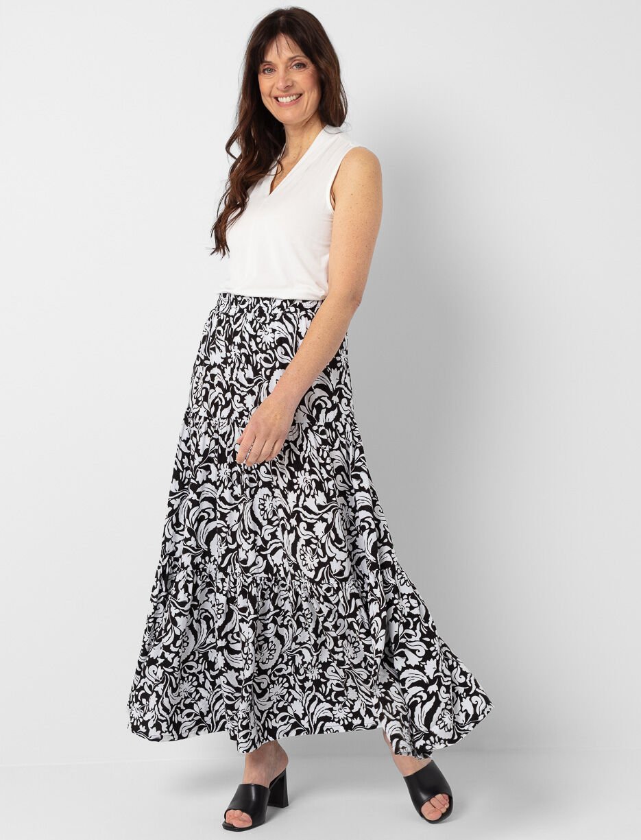 Jupe imprimée à volants