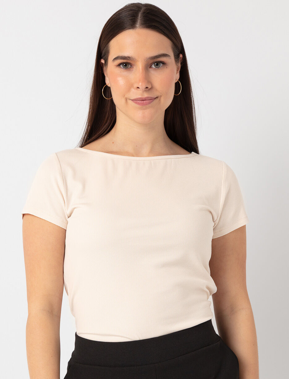 Solid Boat-neck T-shirt