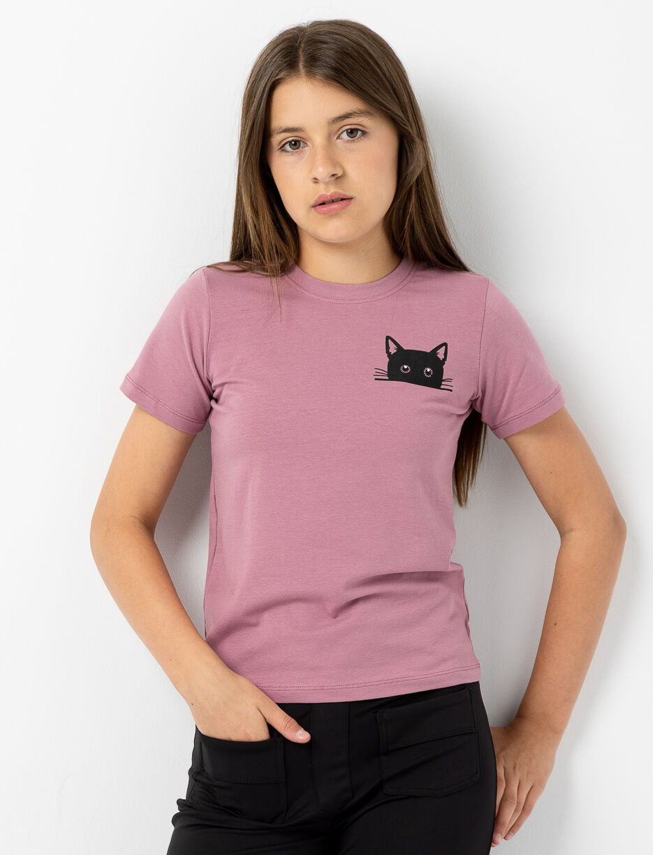 T-shirt à imprimé chat