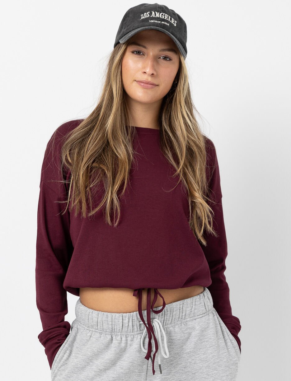 Chandail côtelé avec cordon de serrage